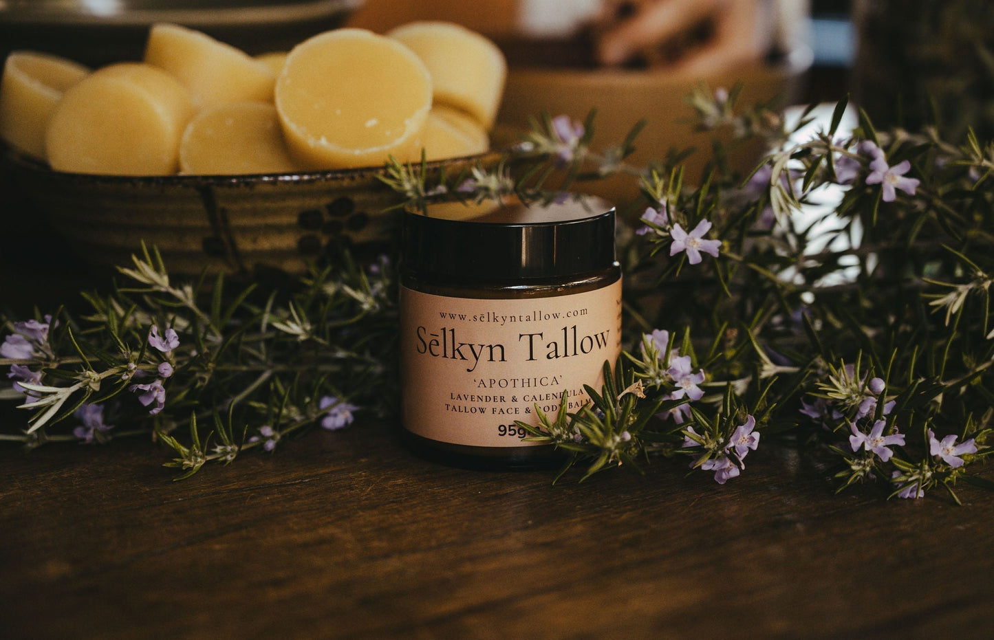 organic tallow skincare balm with botanicals and grass-fed, organic tallow